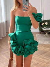 Indlæs billede til gallerivisning Ruffled flower bud waist dress one-shoulder tube top hip skirt