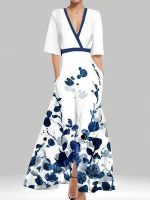 Elegant Mid Sleeve Maxi Dress