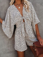 Load image into Gallery viewer, V-Neck Polka Dots Printed Pocketed Tie Romper