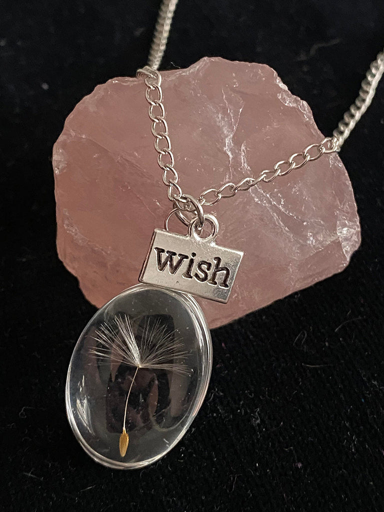 Reversible Crystal Pendant Dandelion Time Stone Necklace