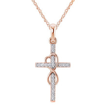 Load image into Gallery viewer, Golden Cross Clavicle Chain with Diamonds