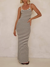 Load image into Gallery viewer, Unique Striped Patchwork Knit Maxi Dress