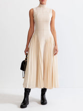 Charger l&#39;image dans la galerie, Unique Pleated Paneled Sleeveless Midi Dress