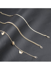 Load image into Gallery viewer, Goldtone Butterfly Station Anklet Set