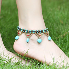 Load image into Gallery viewer, Bohemian Turquoise Disc Anklet Beach Beaded