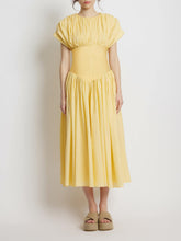 Load image into Gallery viewer, Elegant Pleated Cord Midi Dress