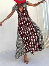 Lataa kuva Galleria-katseluun, Ethnic Unique Print Ruffle Sleeve A-line Maxi Dress