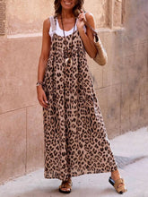 Load image into Gallery viewer, Leopard Print Patchwork Suspender Maxi Dress