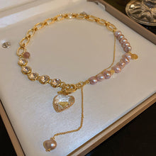 Carregar imagem no visualizador da galeria, Heart Freshwater Pearl T-Buckle Necklace