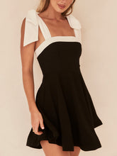 Indlæs billede til gallerivisning Ruth Black And White Patchwork Strappy Mini Dress