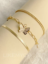 Carregar imagem no visualizador da galeria, Goldtone Butterfly Station Anklet Set