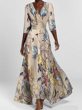 Load image into Gallery viewer, Elegant Mid Sleeve Maxi Dress
