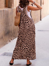 Load image into Gallery viewer, Leopard Print Patchwork Suspender Maxi Dress