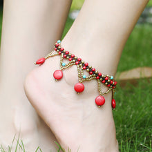 Carregar imagem no visualizador da galeria, Bohemian Turquoise Disc Anklet Beach Beaded