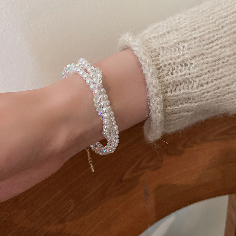 Bracelet à breloques en forme de cœur en perles