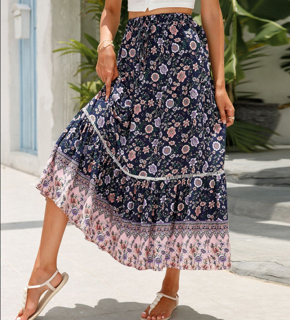 Fashion Casual Print Half-body Boho Dress