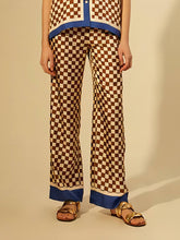 画像をギャラリービューアに読み込む, Unique Checkerboard Print Blue Stripe Splicing Loose Elastic Pants