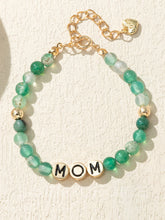 Load image into Gallery viewer, MOM Natural Green Agate Beaded Bracelet