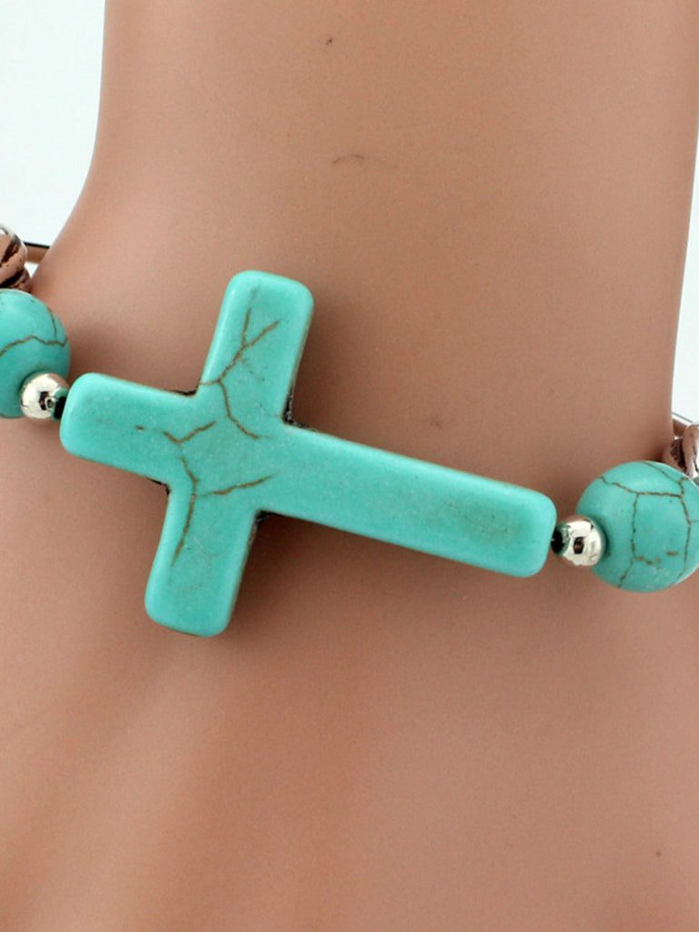 Bracelet éléphant en croix turquoise tendance