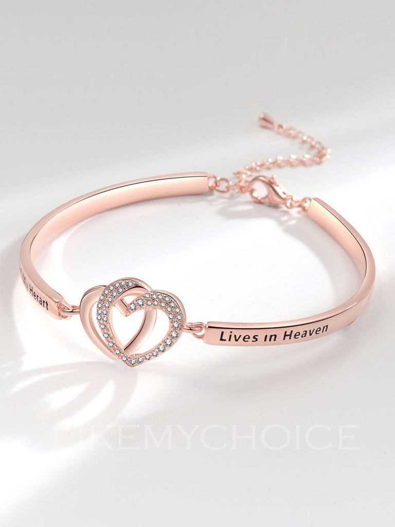 Simple Double Heart-shaped Full Diamond Bracelet