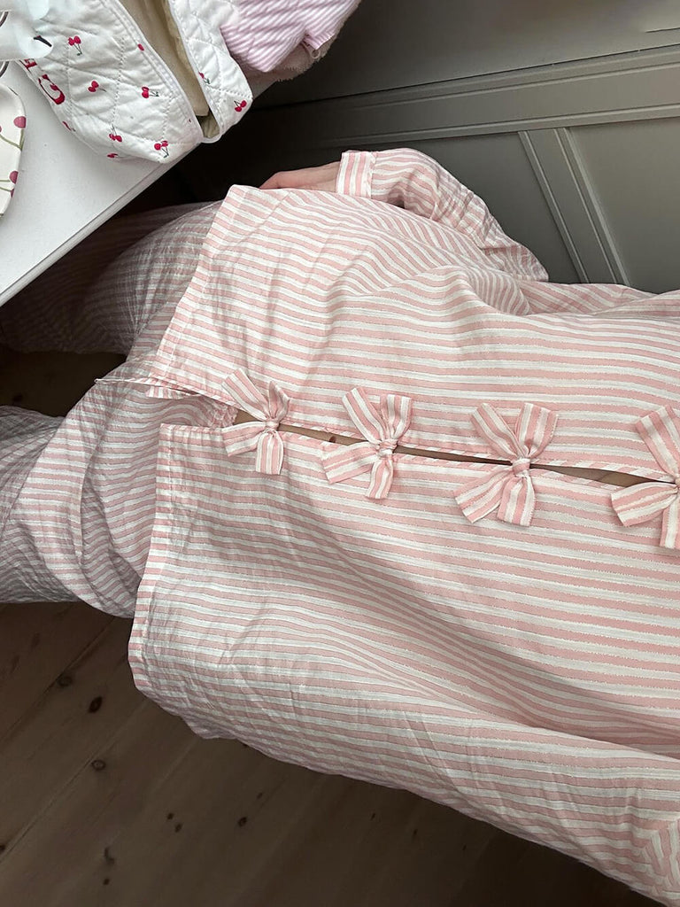 Ensemble de pyjama patchwork ample avec ruban et nœud pêche