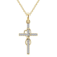 Carica l&#39;immagine nel visualizzatore di Gallery, Golden Cross Clavicle Chain with Diamonds