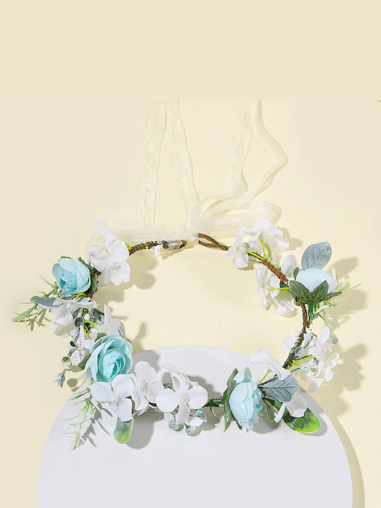 Couronne de fleurs de rose azur