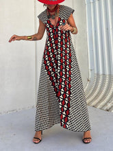 Laden Sie das Bild in den Galerie-Viewer, Ethnic Unique Print Ruffle Sleeve A-line Maxi Dress