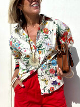 Load image into Gallery viewer, Floral Unique Print Button Down Oversized Blouse