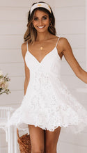 Load image into Gallery viewer, Lace Backless White Short Slip Dress