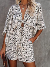 Load image into Gallery viewer, V-Neck Polka Dots Printed Pocketed Tie Romper