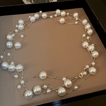 Load image into Gallery viewer, Long Pearl Court Style Clavicle Chain