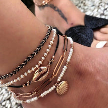 Load image into Gallery viewer, Handmade Multi-Layered Shell and Bead Anklet Set