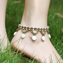 Görseli Galeri görüntüleyiciye yükleyin, Bohemian Turquoise Disc Anklet Beach Beaded