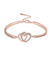 Lataa kuva Galleria-katseluun, Simple Double Heart-shaped Full Diamond Bracelet