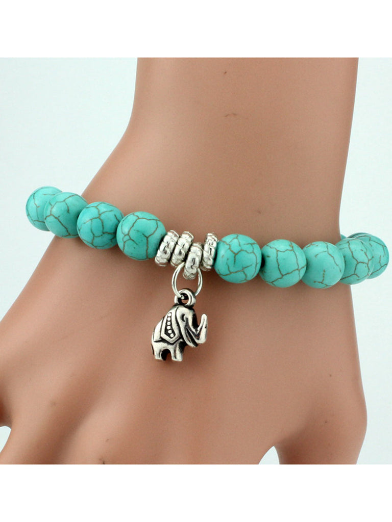 Bracelet éléphant en croix turquoise tendance