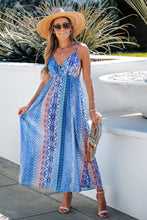 Carica l&#39;immagine nel visualizzatore di Gallery, V-neck Backless Halter Print Vacation Dress