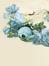 Carica l&#39;immagine nel visualizzatore di Gallery, Boho Flower Crown Headpiece Hair Wreath with Ribbon Festival Blue