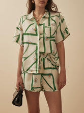 Load image into Gallery viewer, Unique Delicate Printed Loose Button Up Top Shorts Set