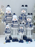 Christmas Blue Fabric Retractable Christmas Doll Decorative Ornaments