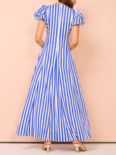 Load image into Gallery viewer, Bubble Sleeve In Stripe Wavy Maxi Dress