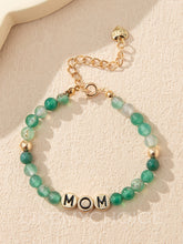 Load image into Gallery viewer, MOM Natural Green Agate Beaded Bracelet