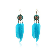 Görseli Galeri görüntüleyiciye yükleyin, Vintage Sunflower Feather Tassel Earrings: Stylish Dangle Earrings for Women&#39;s Vacation and Daily Wear