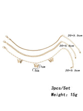 Carregar imagem no visualizador da galeria, Goldtone Butterfly Station Anklet Set