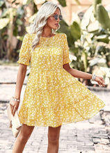 Carregar imagem no visualizador da galeria, Fashion Chiffon Waist-skimming Printed Boho Dress