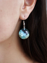 Load image into Gallery viewer, Blue Sky Sphere Dangle Earrings Terrarium Clear Cloudy Sky Designer Earrings