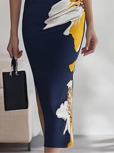 Carica l&#39;immagine nel visualizzatore di Gallery, Elegant Printed Workplace Party Festival Midi Dress