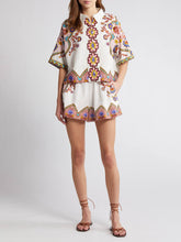 Load image into Gallery viewer, Ethnic Floral Print Shirt And Shorts Suit