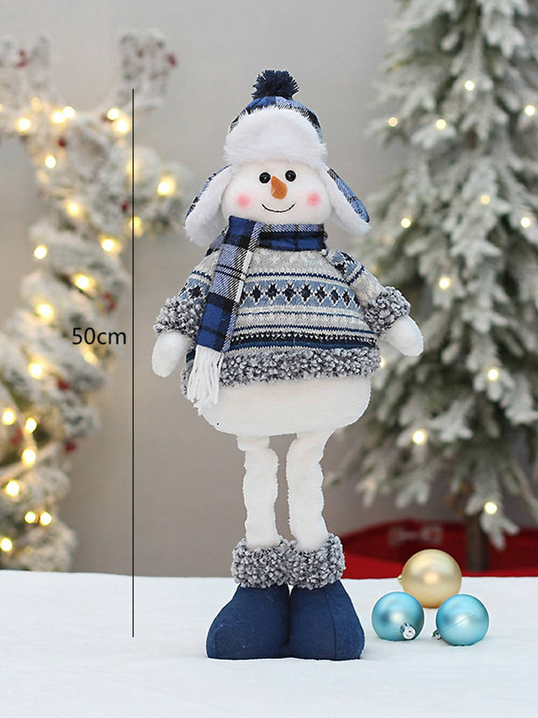 Christmas Blue Fabric Retractable Christmas Doll Decorative Ornaments