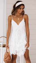 Load image into Gallery viewer, Lace Backless White Short Slip Dress